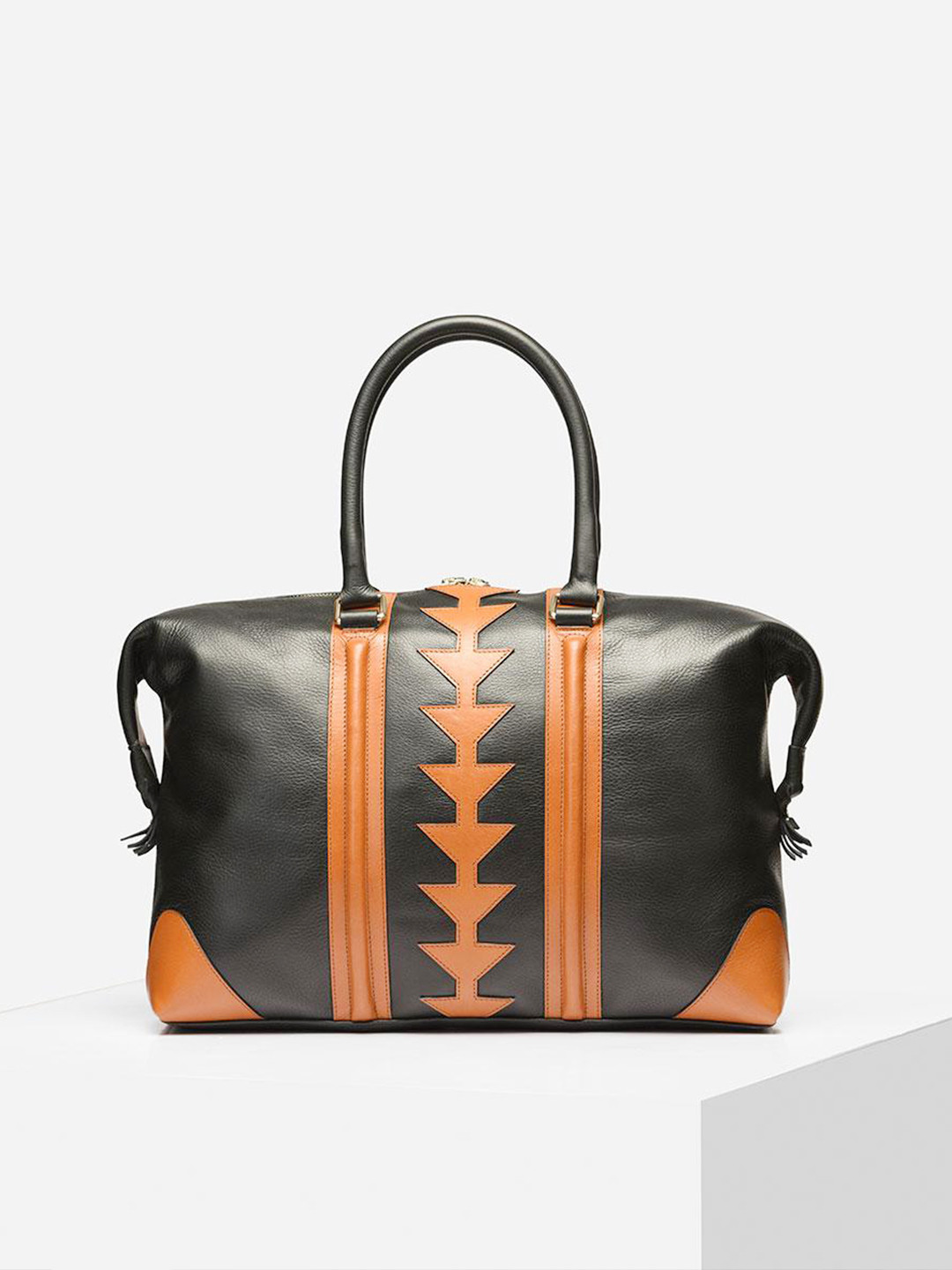 

TIGER MARRON Printed Leather Laptop Bag, Black
