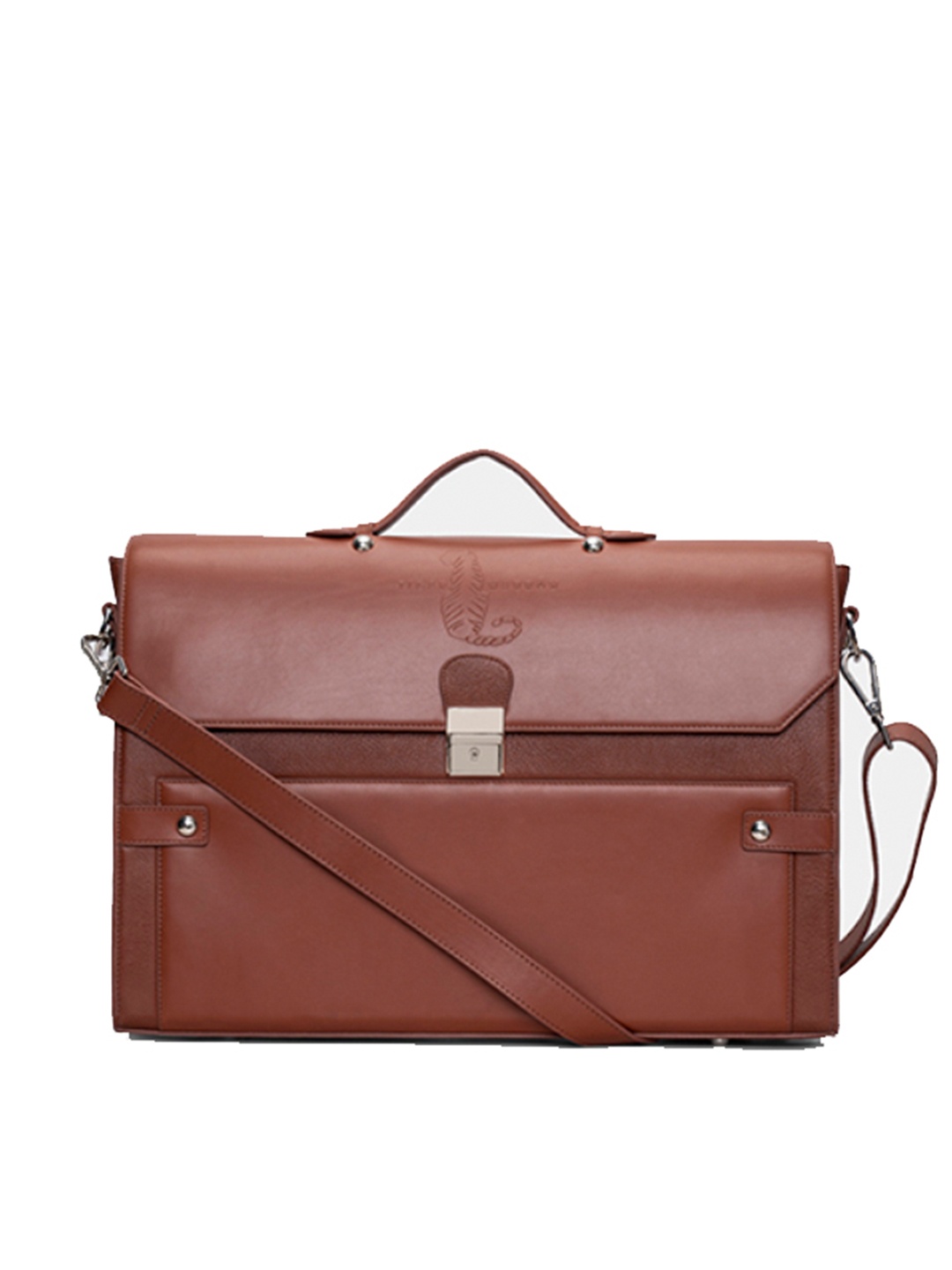 

TIGER MARRON Leather Laptop Bag, Brown