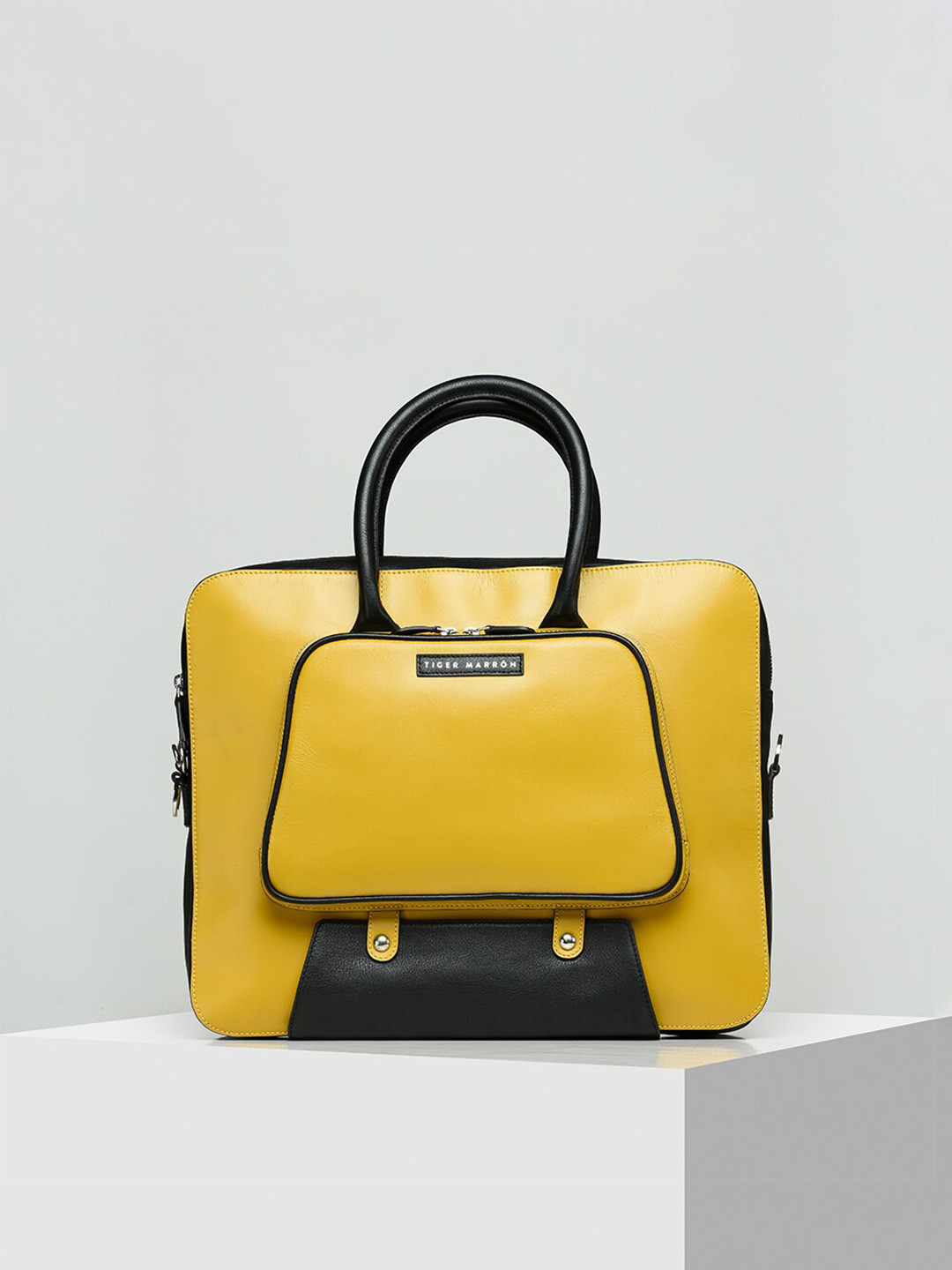 

TIGER MARRON Leather Laptop Bag, Mustard