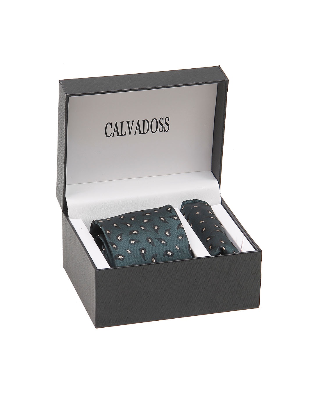 

Calvadoss Men Formal Printed Tie and Pocket Square Set, Green