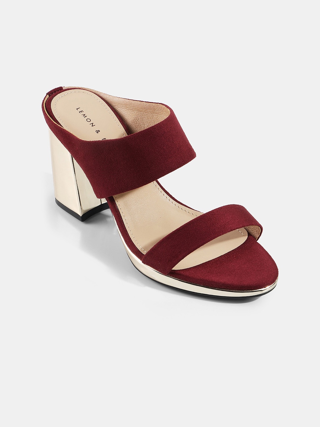 

LEMON & PEPPER Open Back Block Heels, Maroon