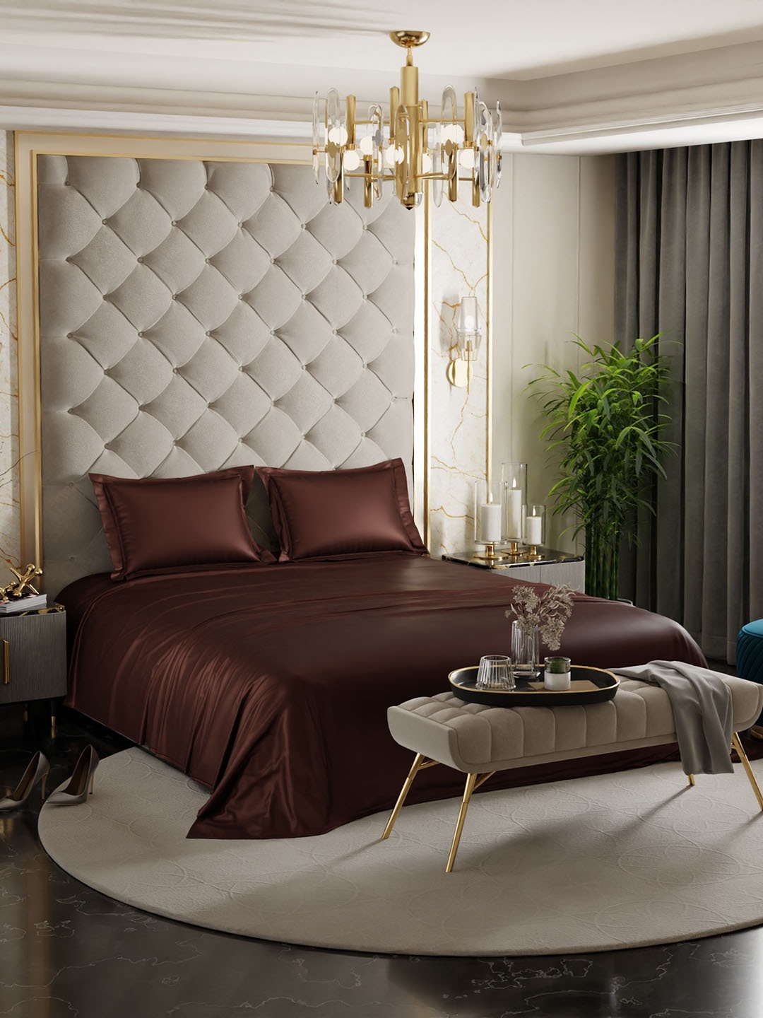 

Stoa Paris Brown Date Night Collection Double Bedsheet With 2 Pillow Covers