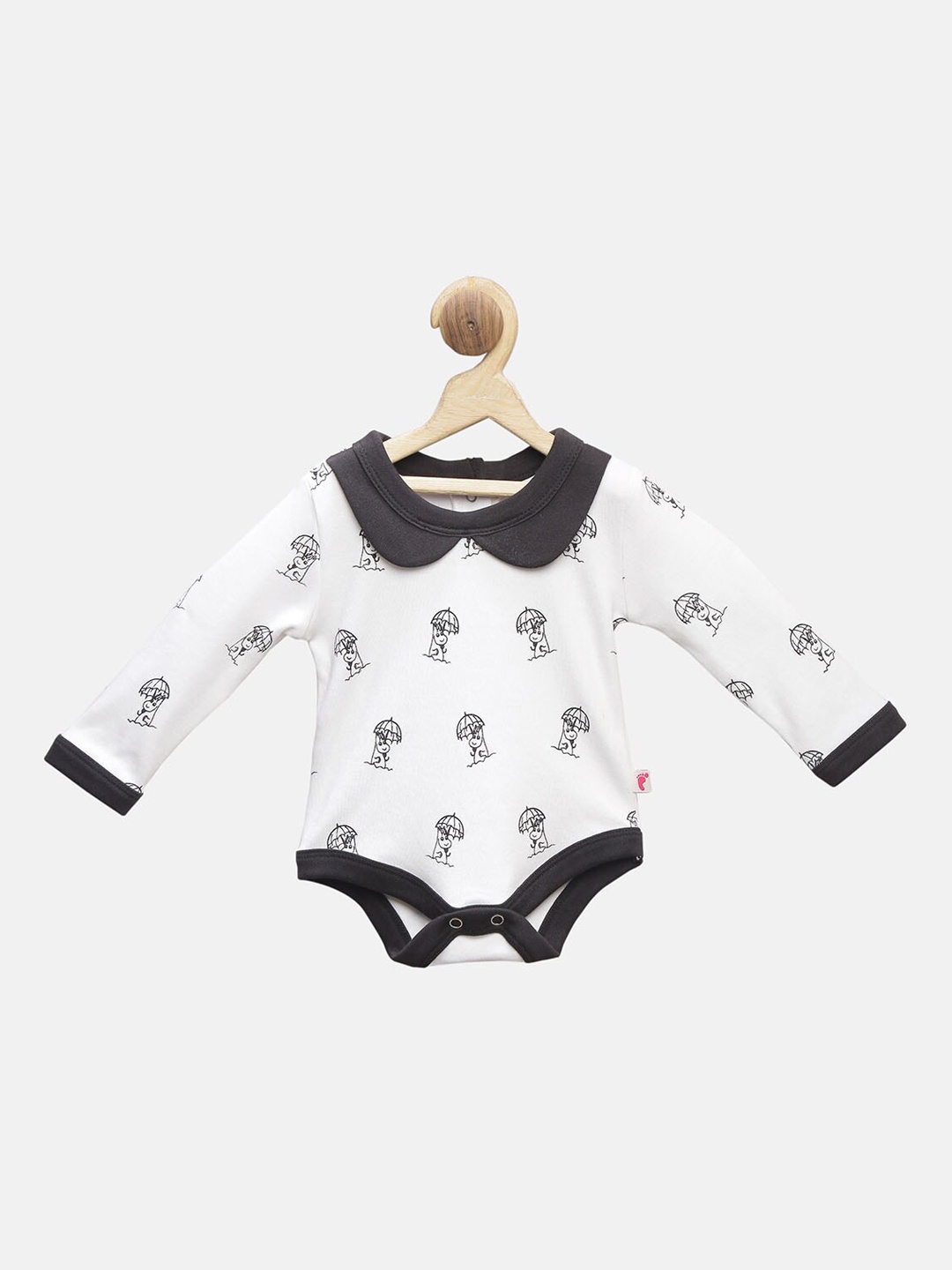 

First Kick Infants Printed Cotton Bodysuit, White