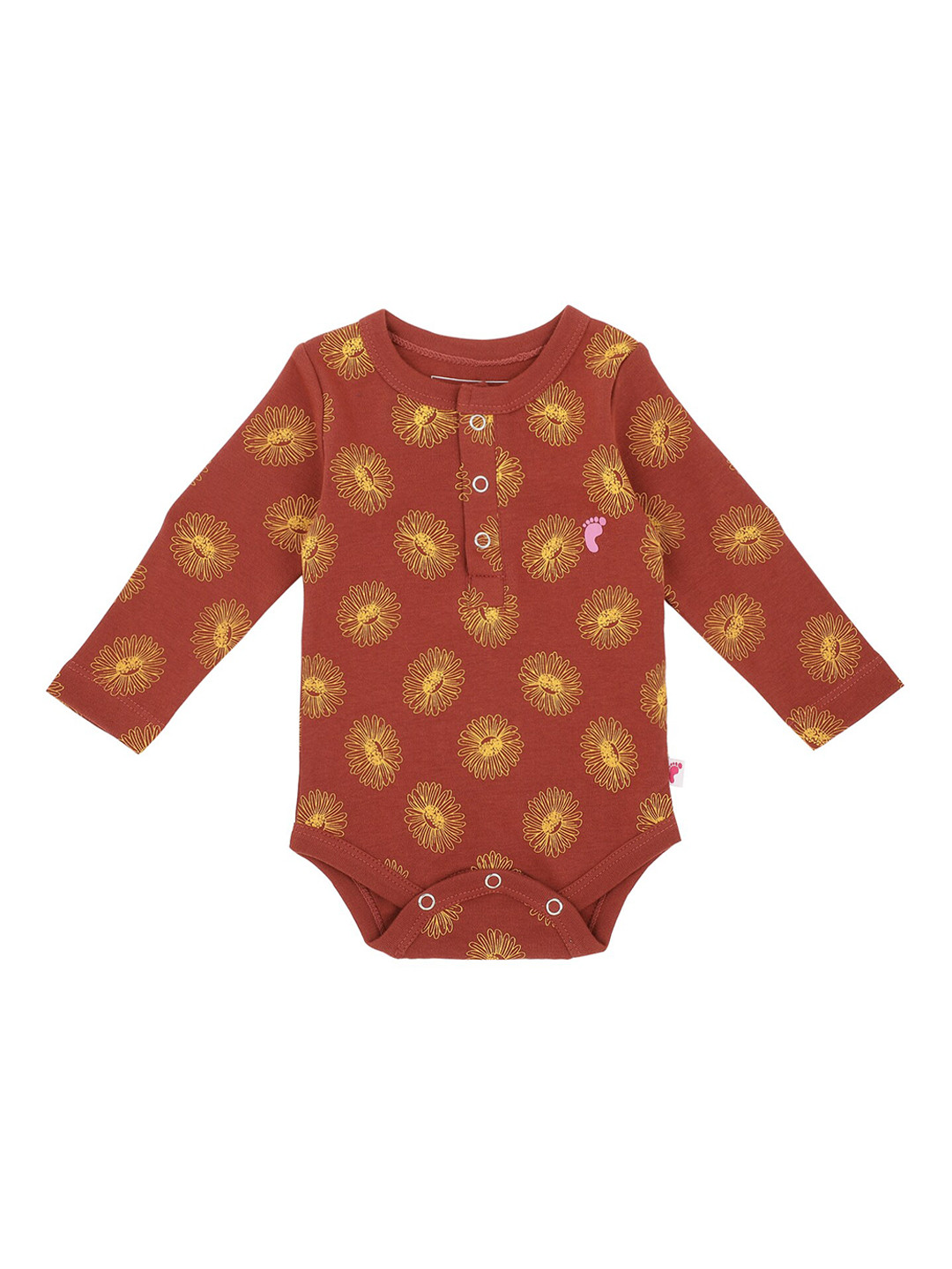 

First Kick Infant Printed Pure Cotton Bodysuit, Rust