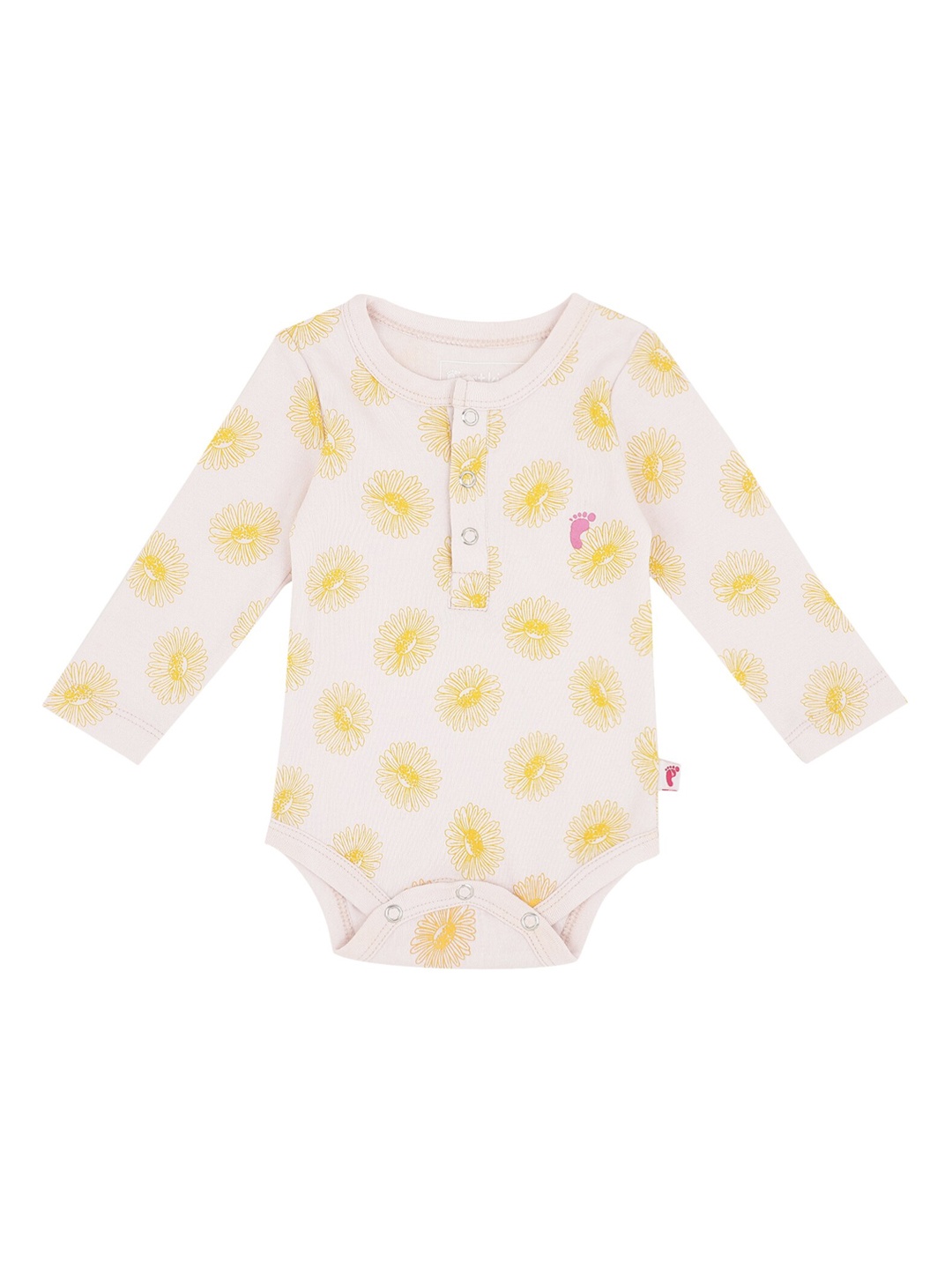 

First Kick Infants Floral Printed Pure Cotton Bodysuit, Yellow