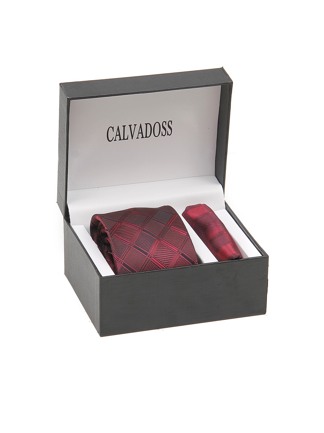 

Calvadoss Men Checked Accessory Gift Set, Maroon