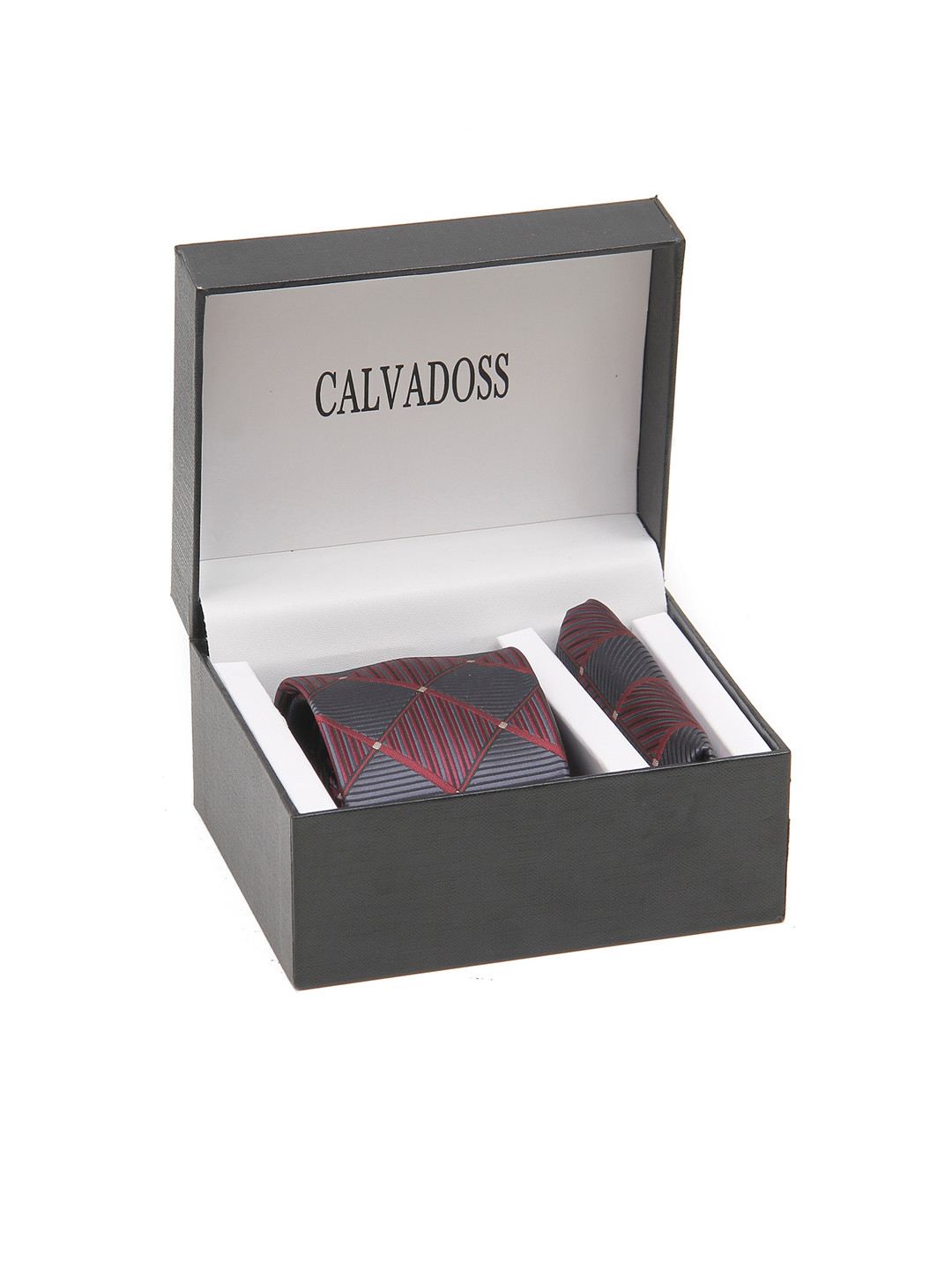 

Calvadoss Men Self-Design Tie and Pocket Square Gift Set, Maroon