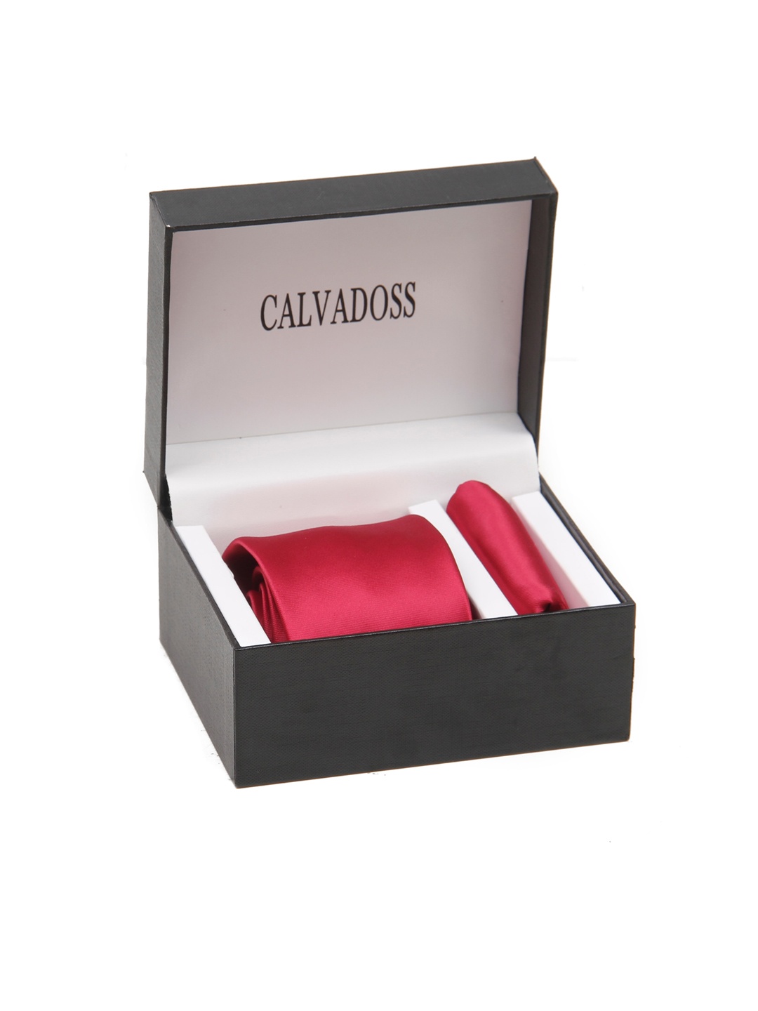 

Calvadoss Men Formal Self Design Tie and Pocket Square Set, Red
