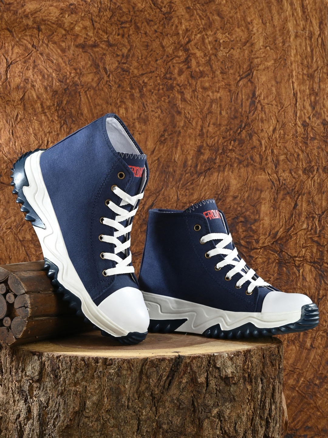 

AfroJack Women Colourblocked High-Top Sneakers, Navy blue