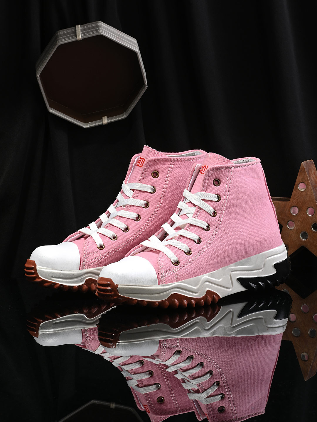 

AfroJack Women Mid Top Canvas Sneakers, Pink