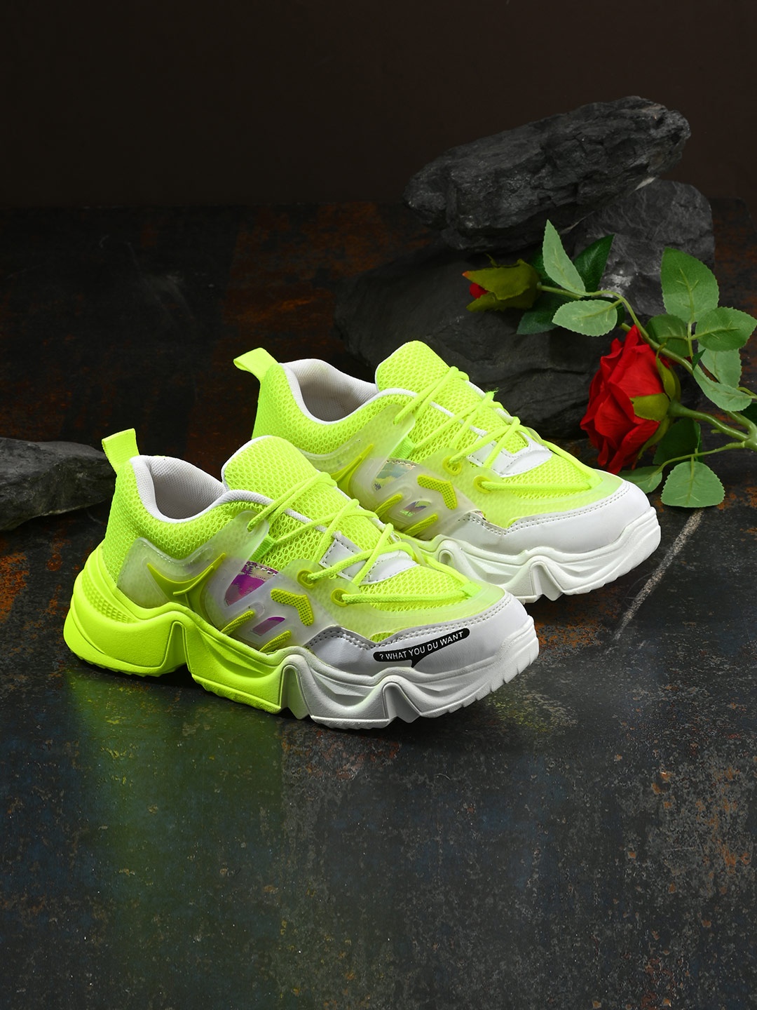 

AfroJack Women Colourblocked Sneakers, Fluorescent green