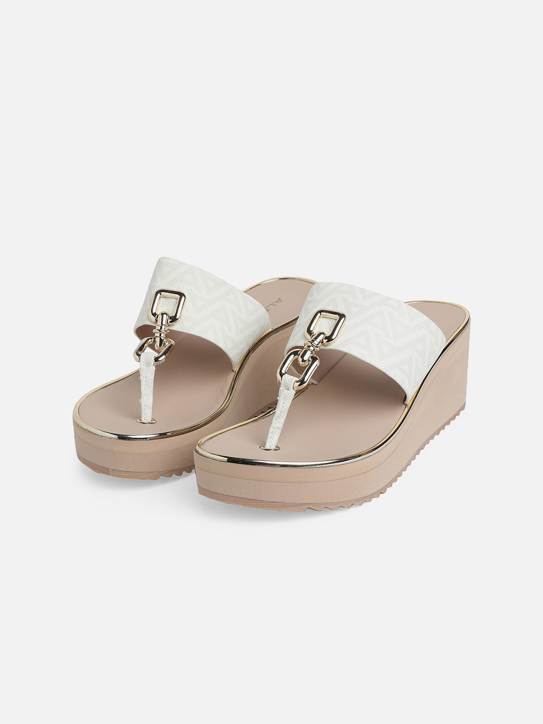 

ALDO White Platform Sandals with Buckles