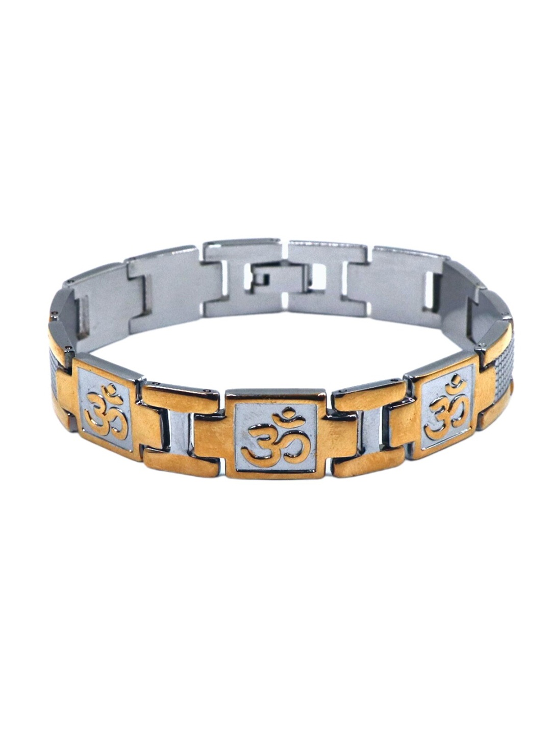 

YOUSTYLO Men Silver-Plated Temple Kada Bracelet