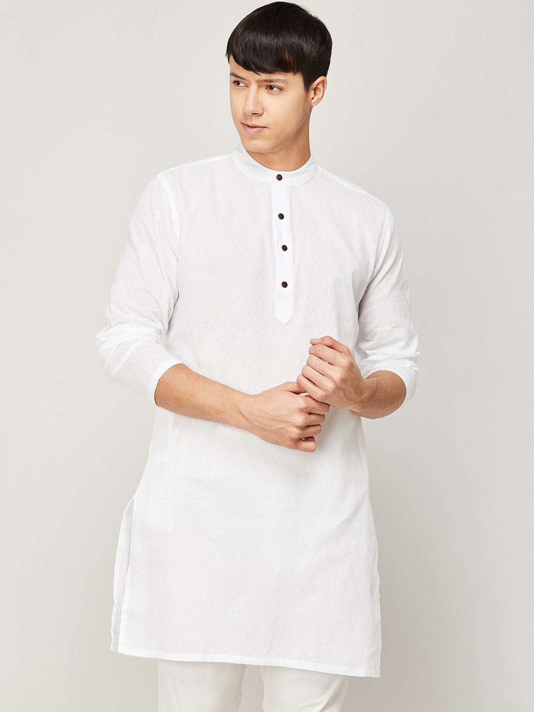 

Melange by Lifestyle Men Woven design Cotton Kurta, White