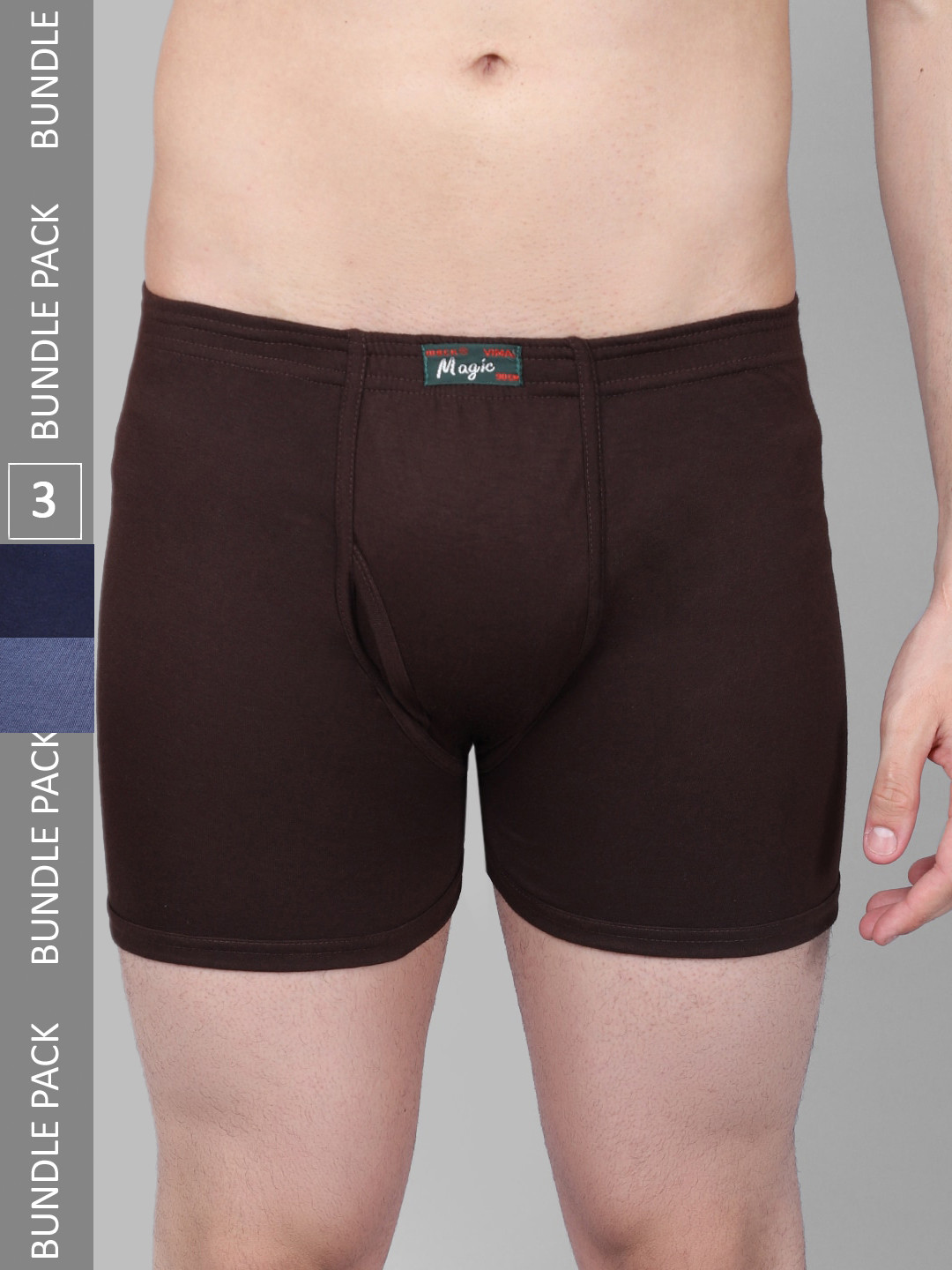 

VIMAL JONNEY Men Pack Of 3 Assorted Cotton Trunks