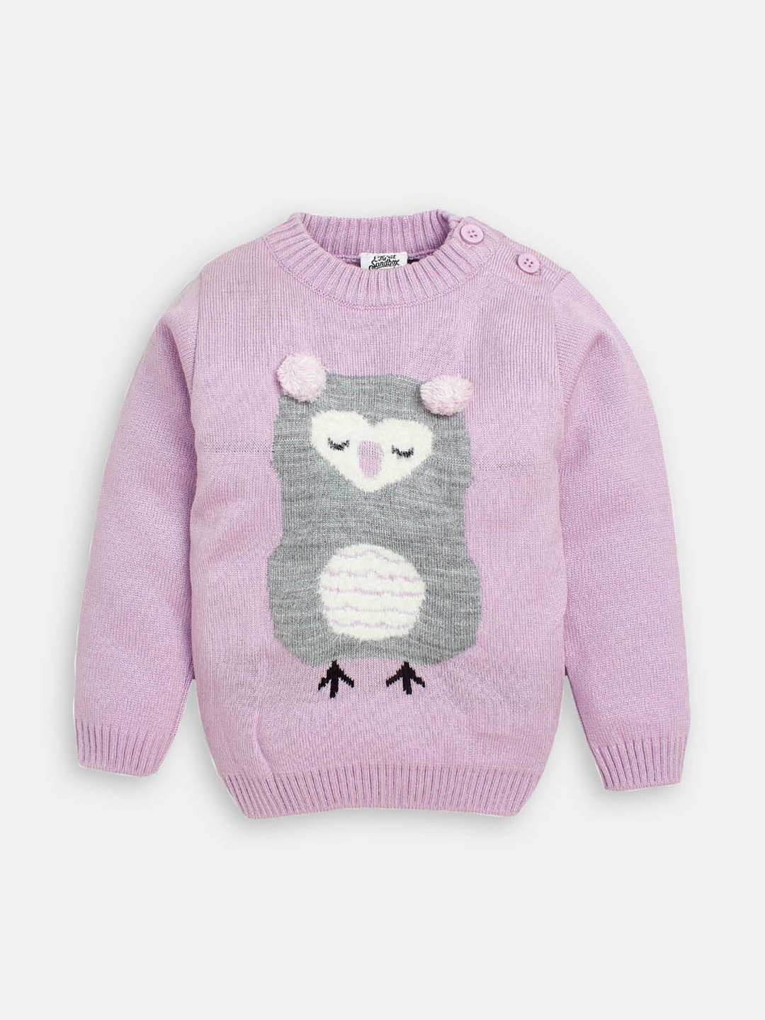 

Hopscotch Girls Graphic Printed Applique Detailed Wool Pullover Sweater, Lavender