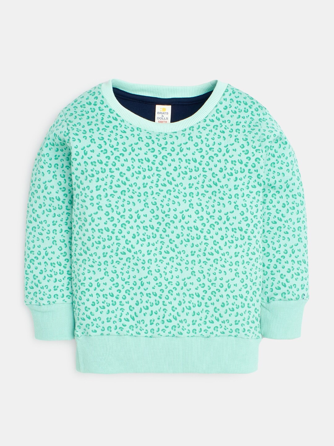 

Hopscotch Girls Round Neck Typography Printed Sweatshirt, Green