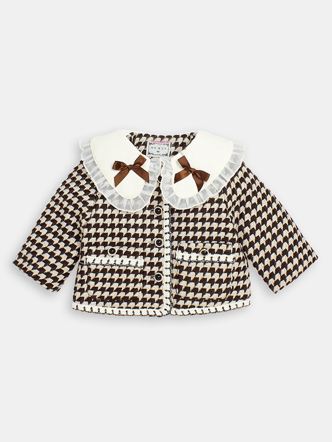 

Hopscotch Girls Checked Bomber Jacket, Brown