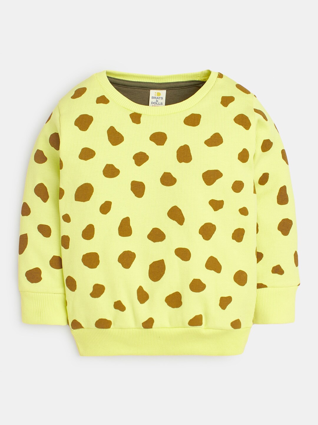 

Hopscotch Girls Printed Round Neck Cotton Sweatshirt, Yellow
