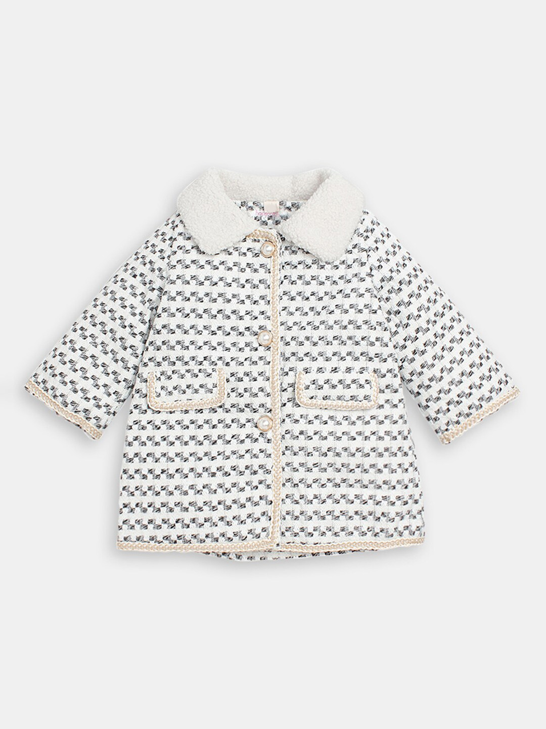 

Hopscotch Girls Printed Princess Coat, White