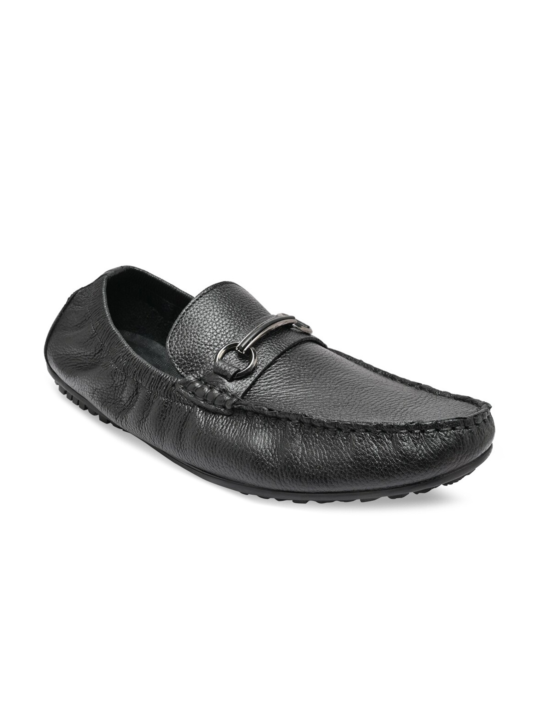 

Regal Men Textured Leather Loafers, Black