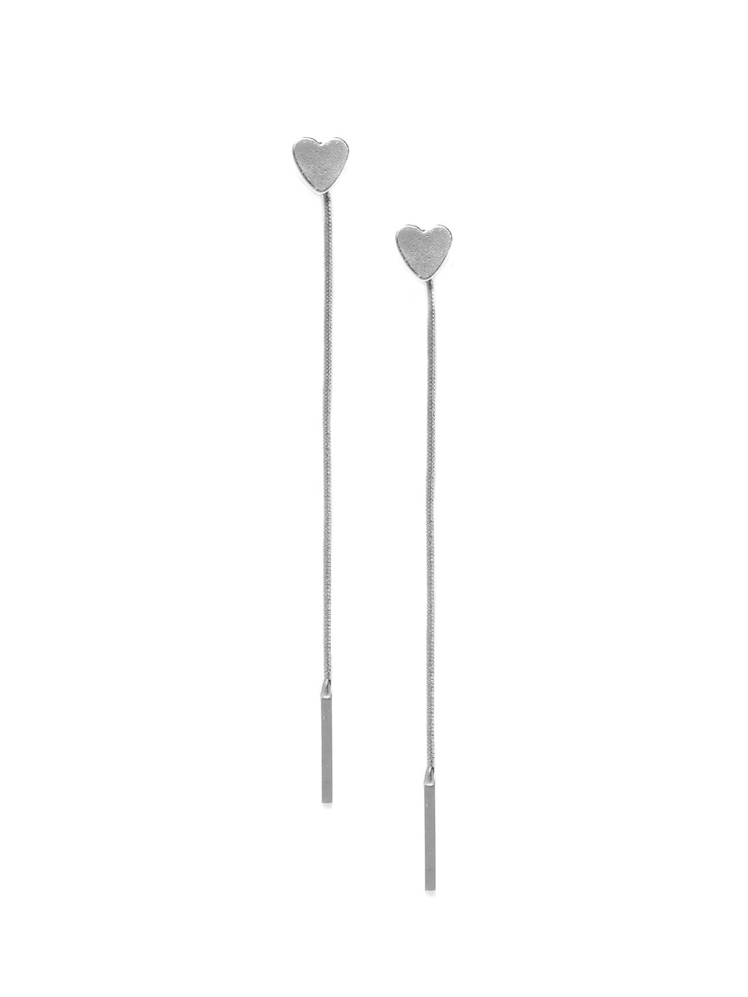 

OOMPH Silver-Plated Heart Shaped Drop Earrings