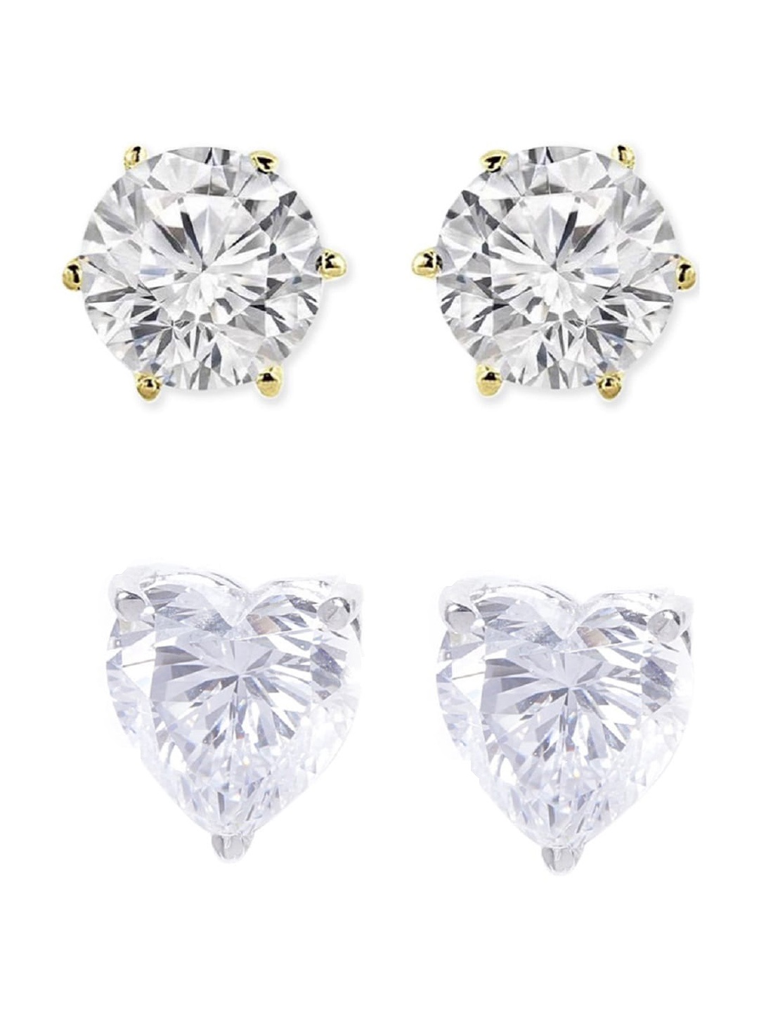 

OOMPH Pack of 2 Gold-Plated Contemporary Studs Earrings, White