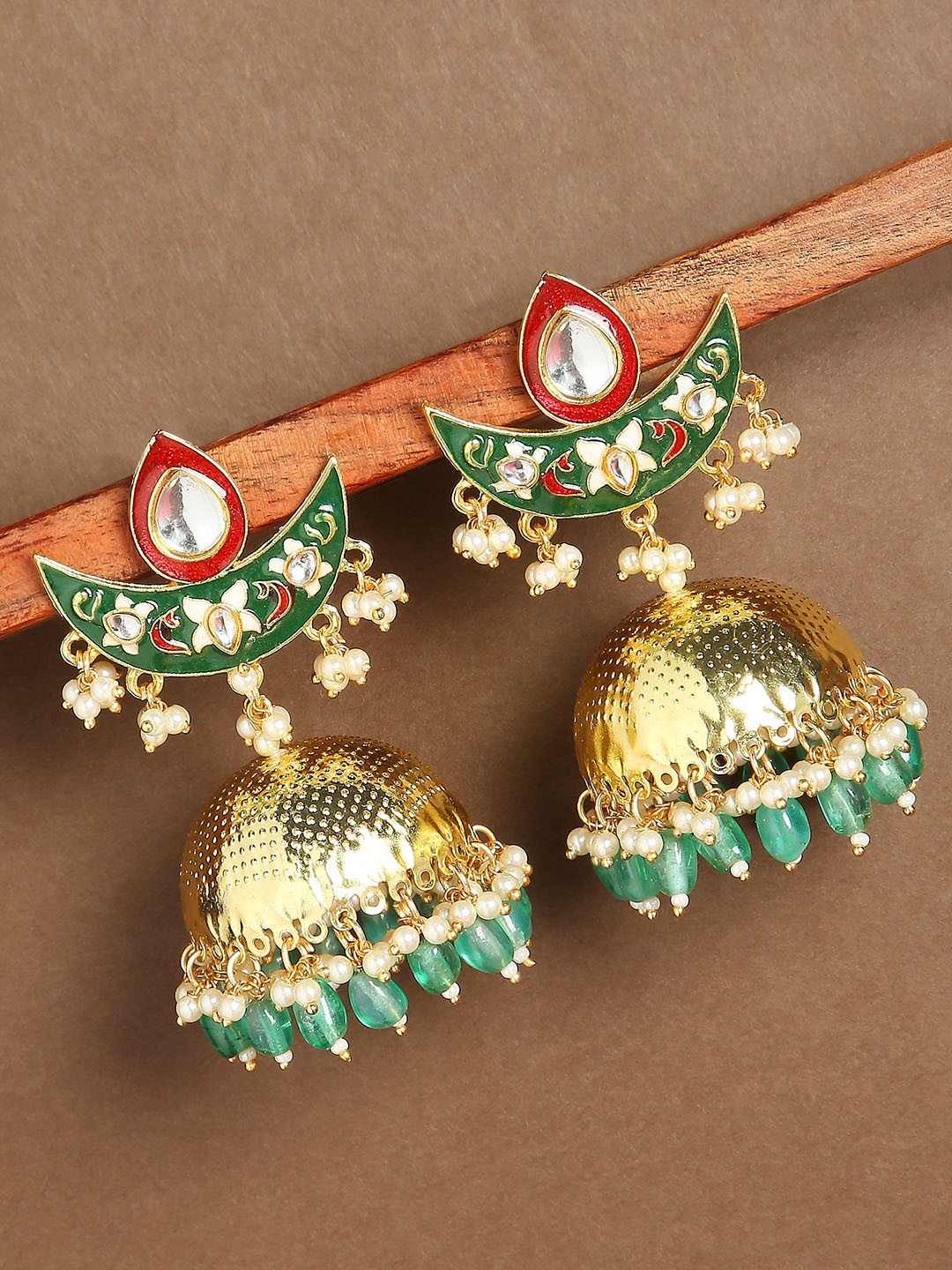

OOMPH Gold-Plated Dome Shaped Jhumkas Earrings