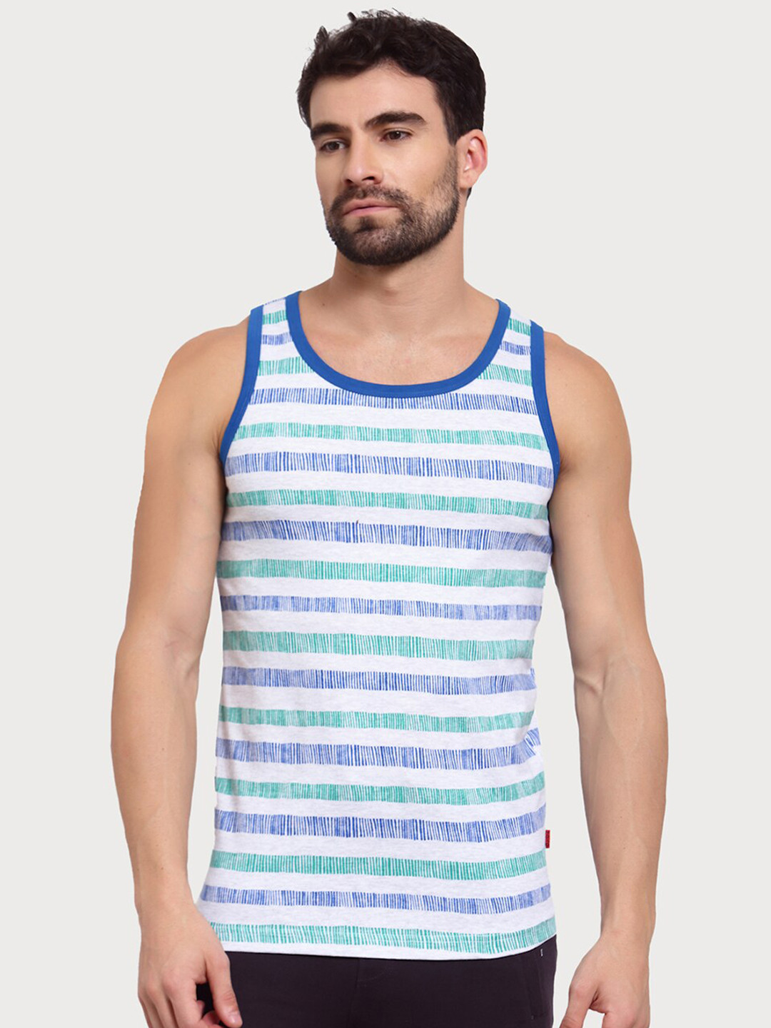 

Zoiro Men Striped Cotton Innerwear Tank Vests, Blue