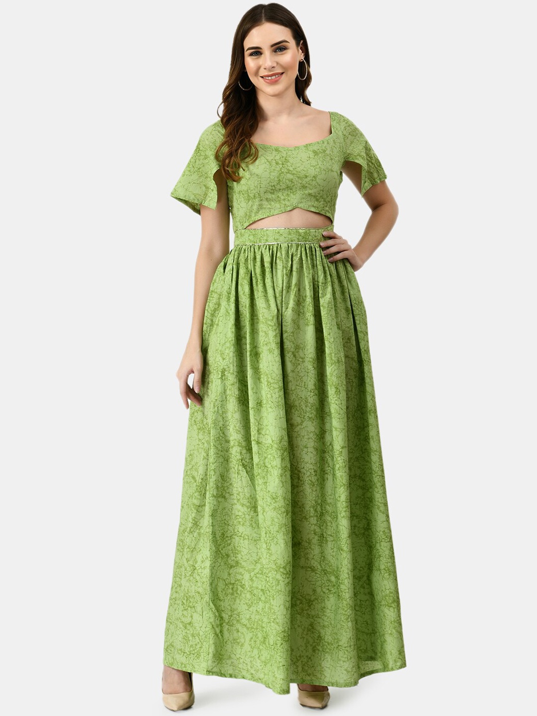 

MAFE Tie and Dye Dyed A-Line Maxi Dress, Green