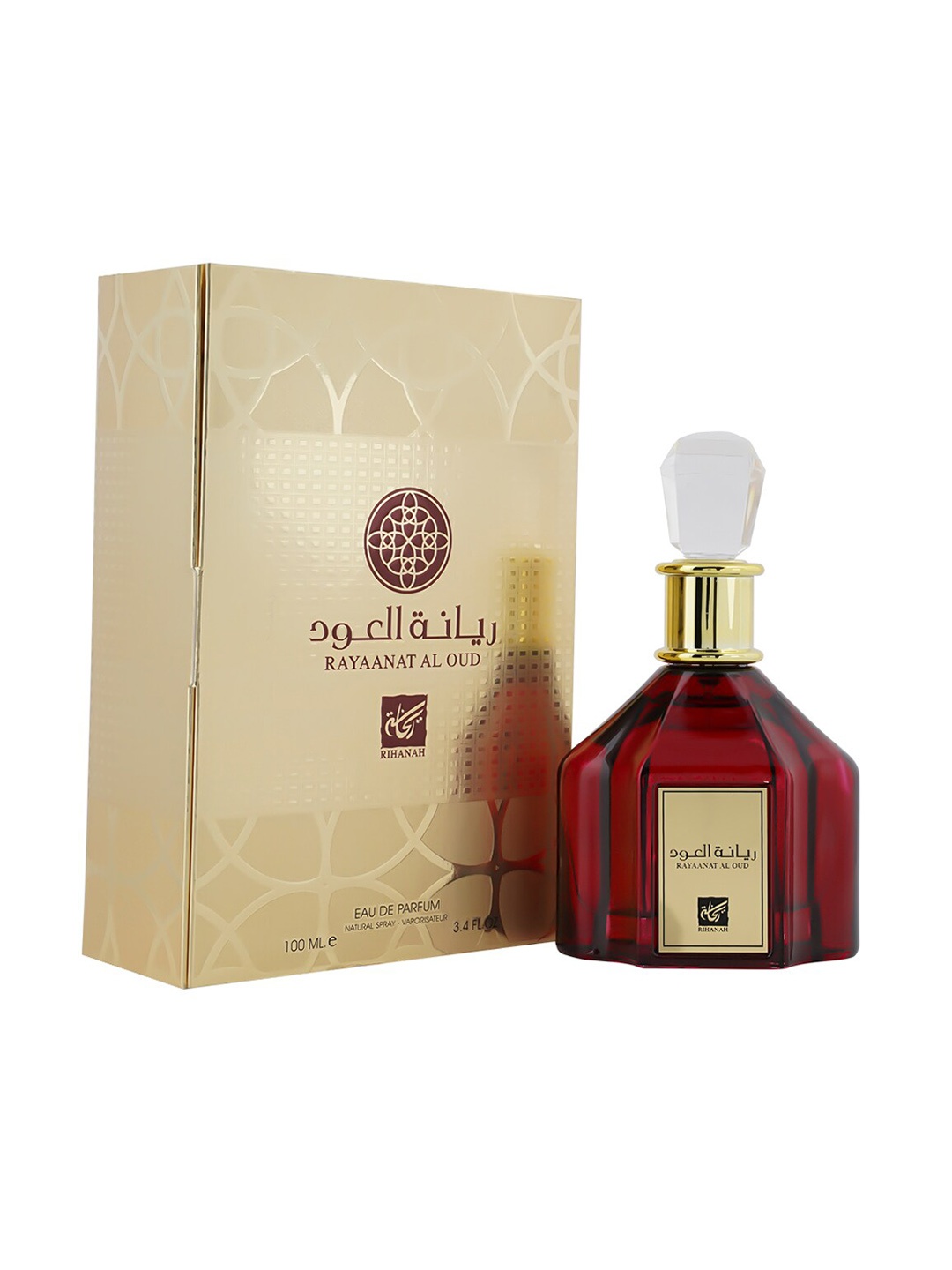 

RIHANAH Men Rayaanat Al Oud Imported Long Lasting Eau de Parfum - 100 ml, Beige