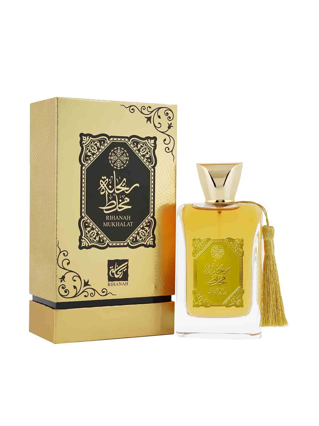 

RIHANAH Mukhalat Imported Long Lasting Eau De Parfum - 100 ml, Gold