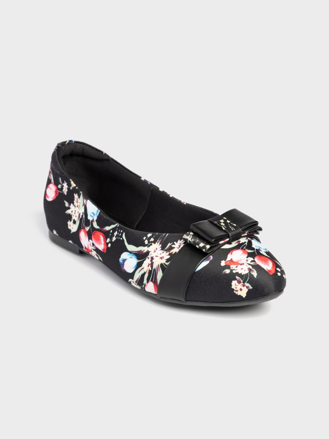

LEMON & PEPPER Women Printed Ballerinas With Bows Flats, Black