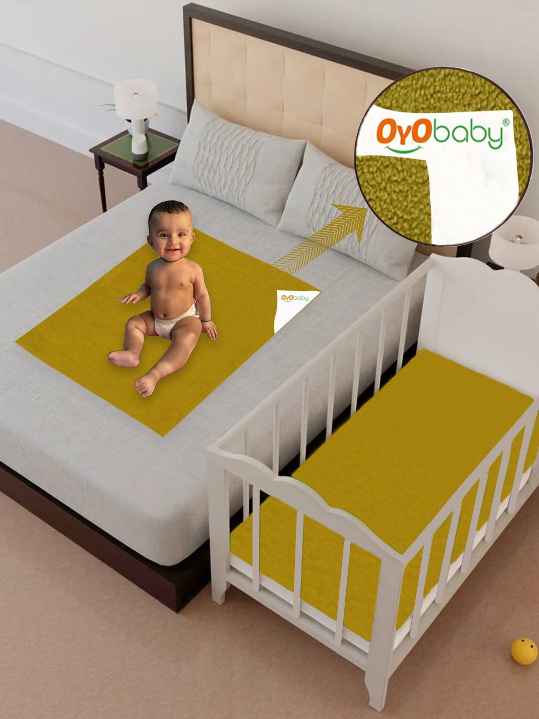 

OyO Baby Olive Green Instadry Anti-Piling Dry Sheet Mattress Protector