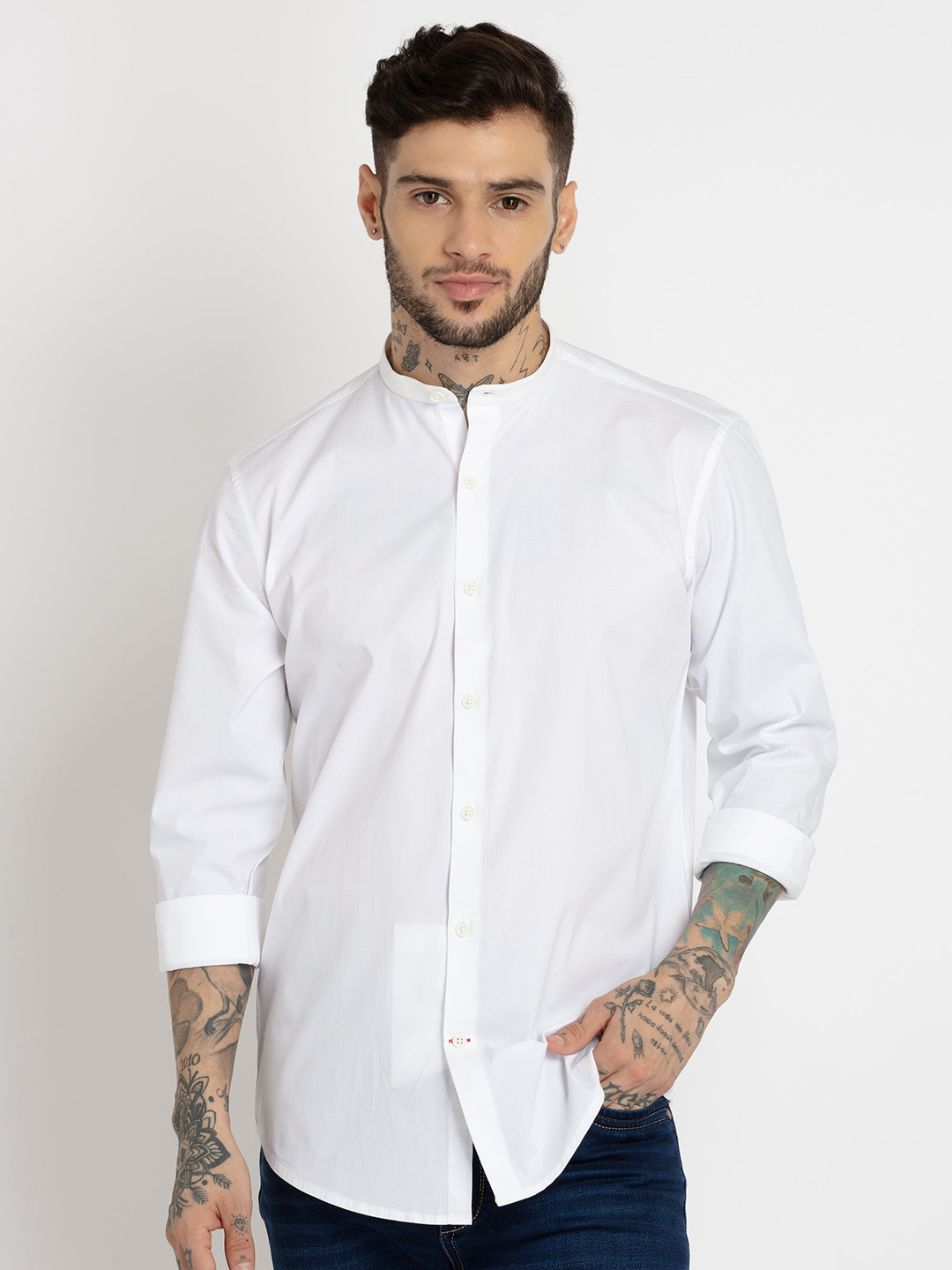 

Status Quo Men Standard Slim Fit Cotton Casual Shirt, White