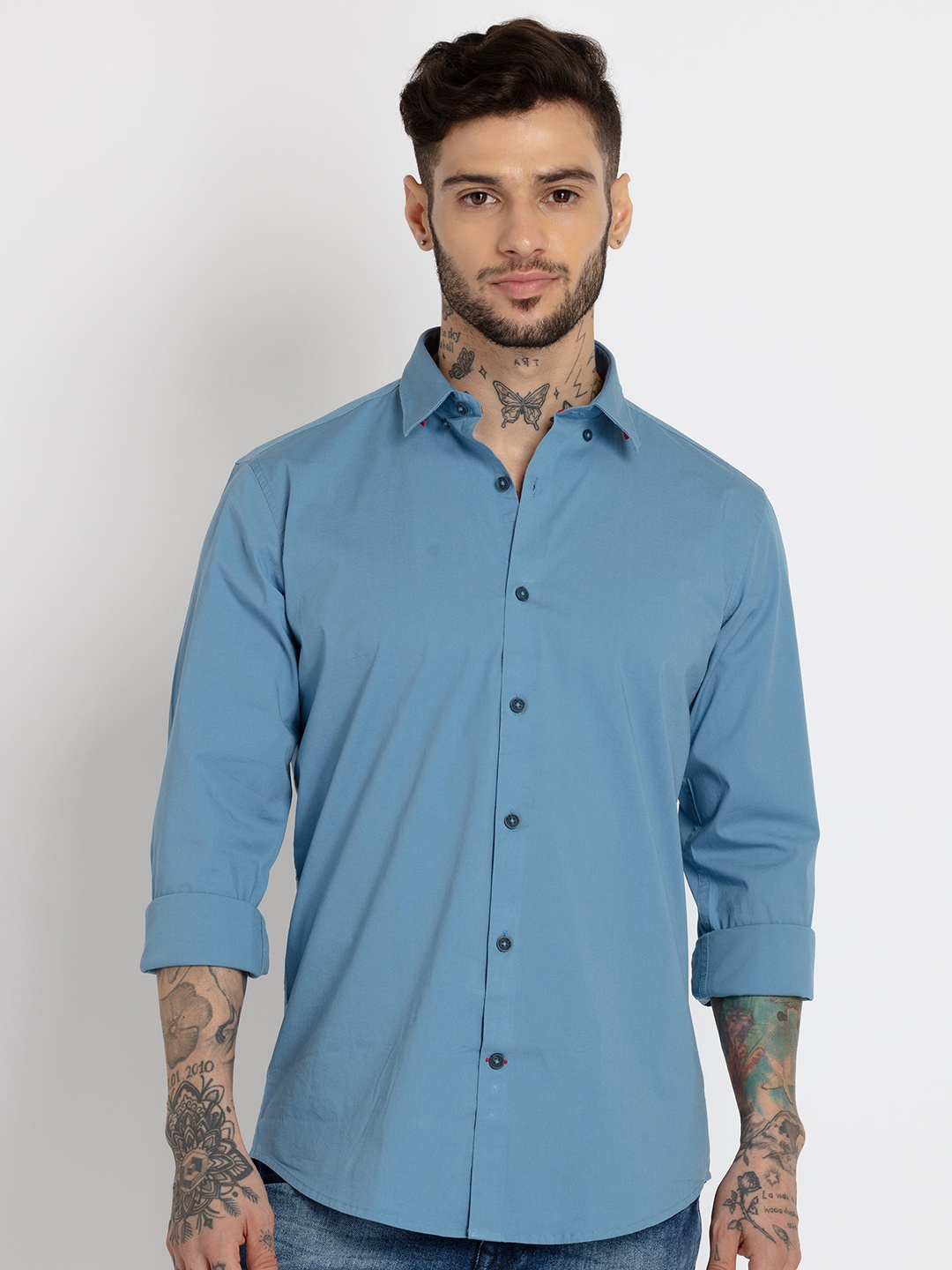 

Status Quo Men Slim Fit Cotton Casual Shirt, Blue