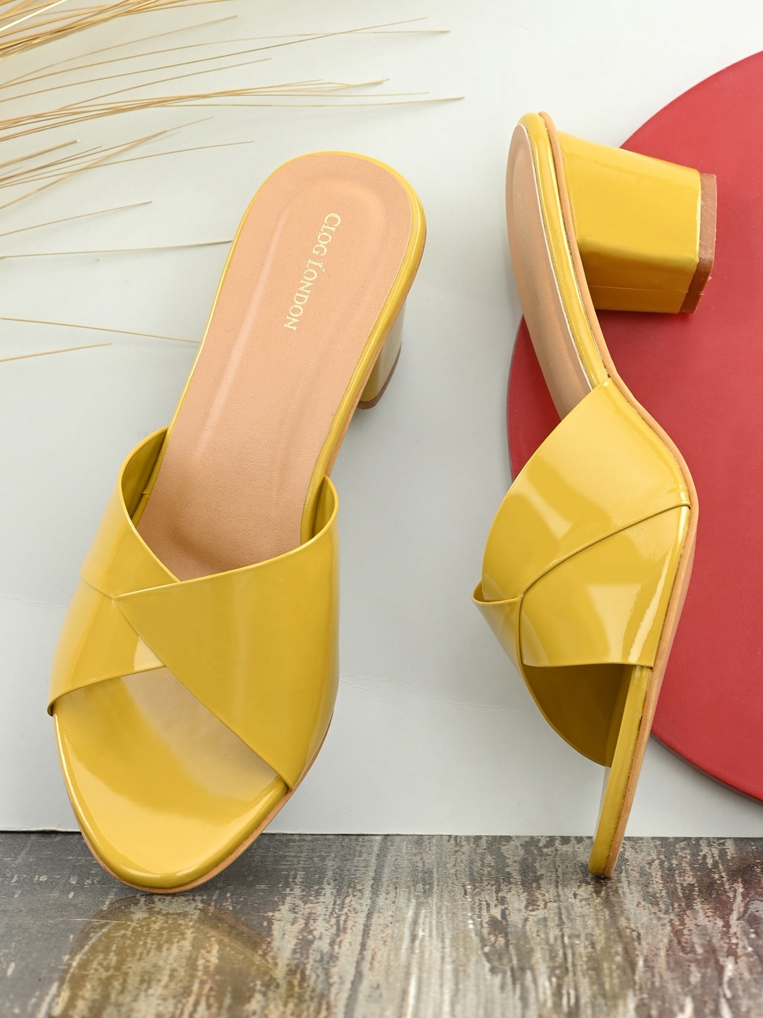 

CLOG LONDON Wedge Sandals Heels, Yellow