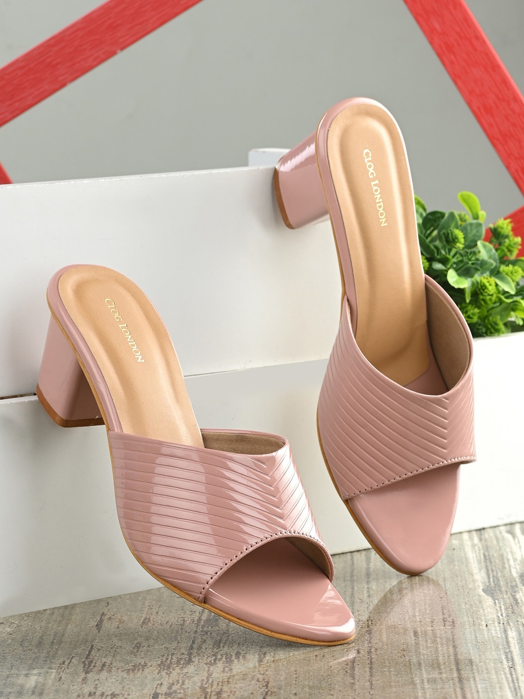 

CLOG LONDON Solid Block Mules, Pink