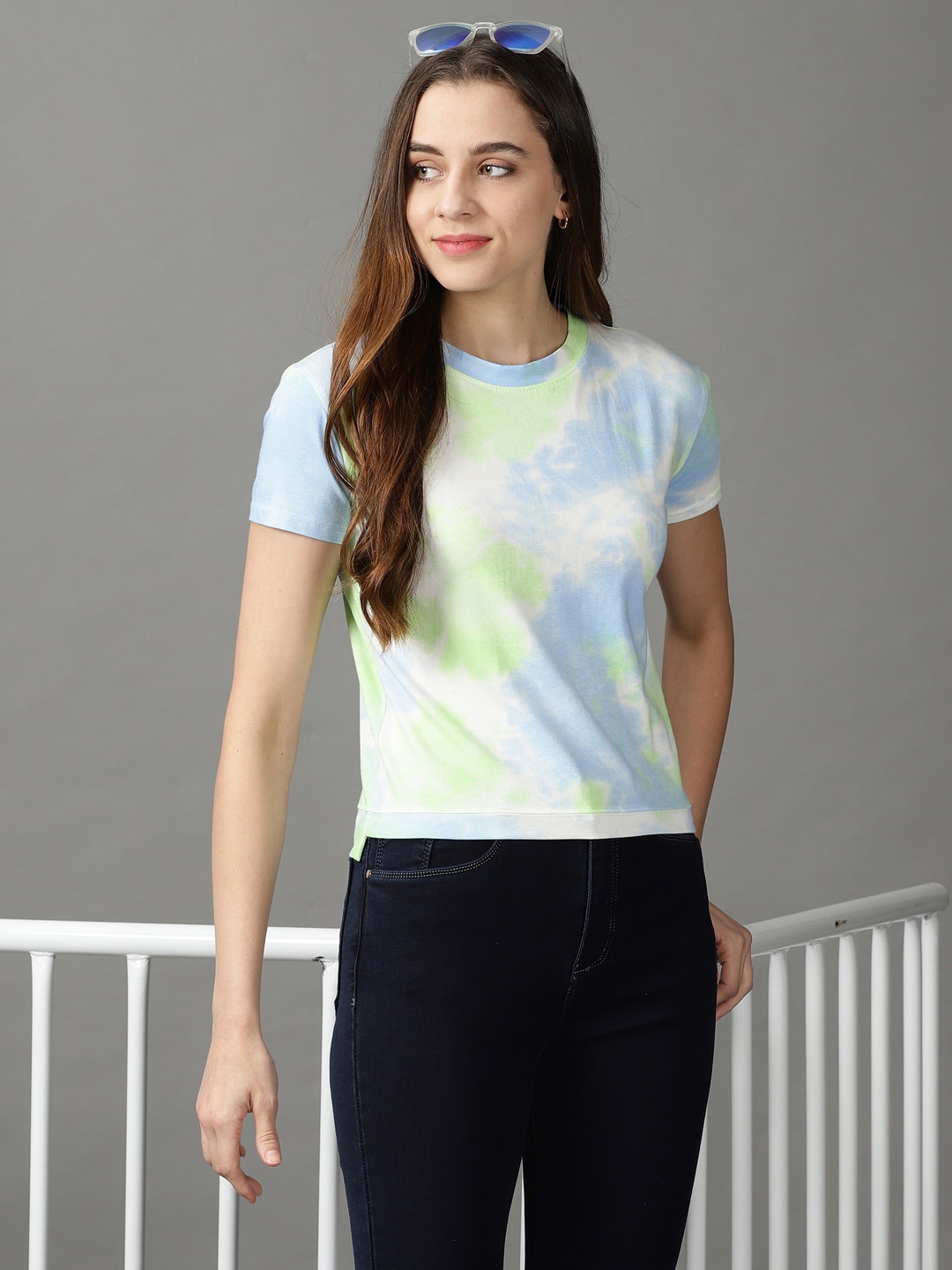 

SHOWOFF Women Dyed Round Neck T-shirt, Lime green