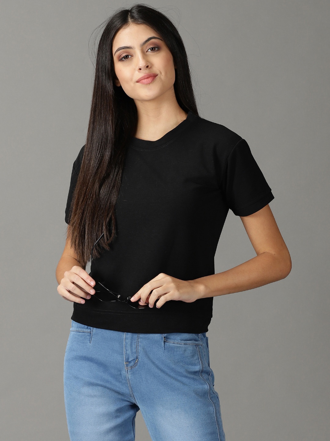 

SHOWOFF Women Regular Fit T-shirt, Black