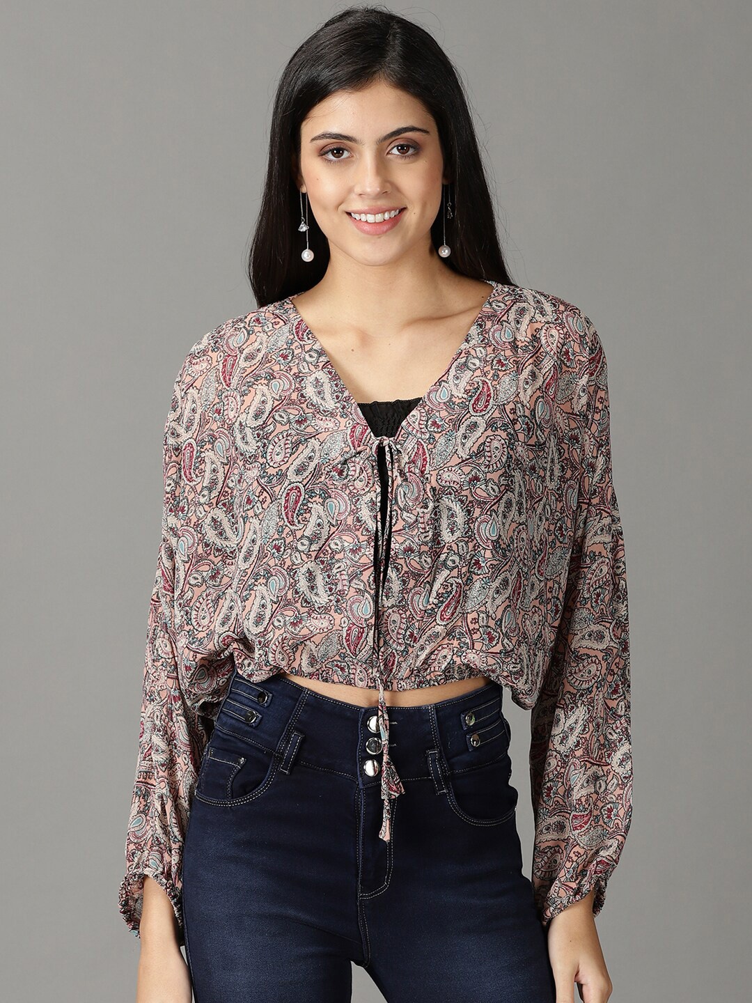 

SHOWOFF Floral Print Chiffon Top, Peach