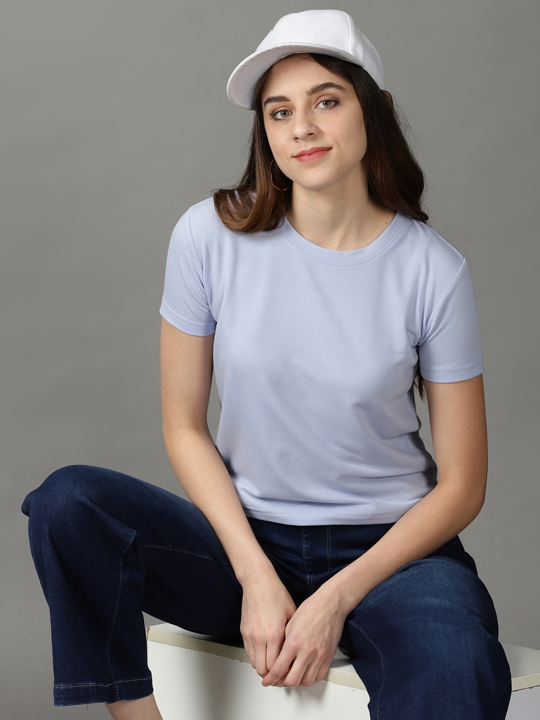 

SHOWOFF Round Neck Crop Top, Lavender