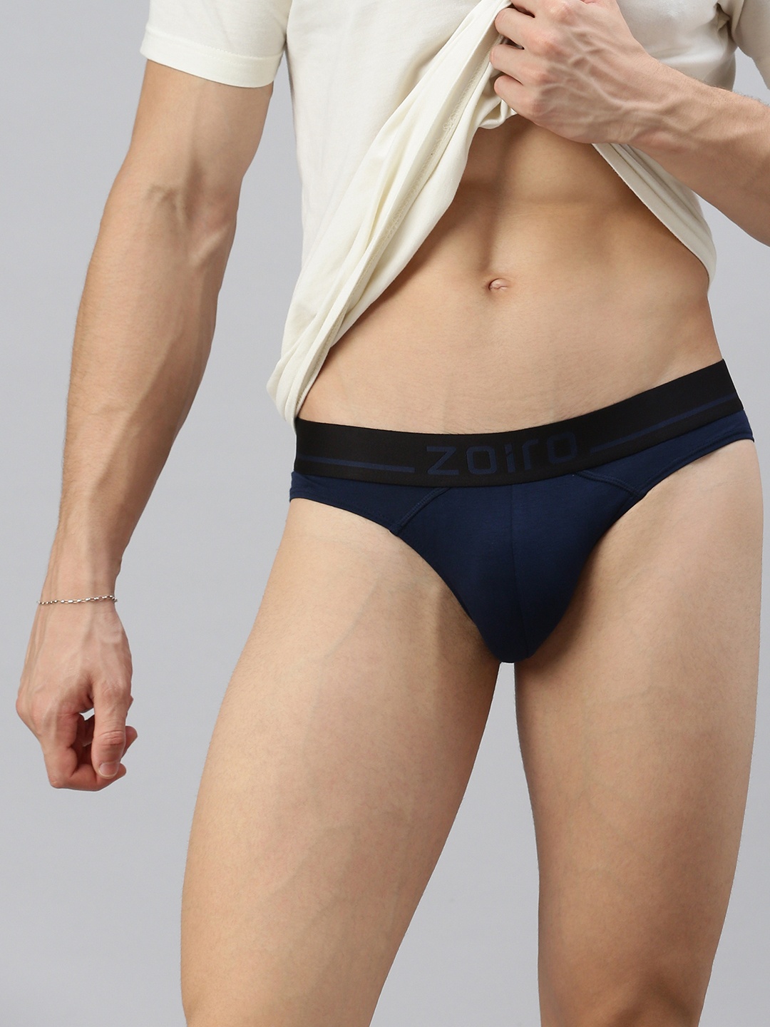 

Zoiro Men Solid Mid-Rise Basic Briefs, Teal