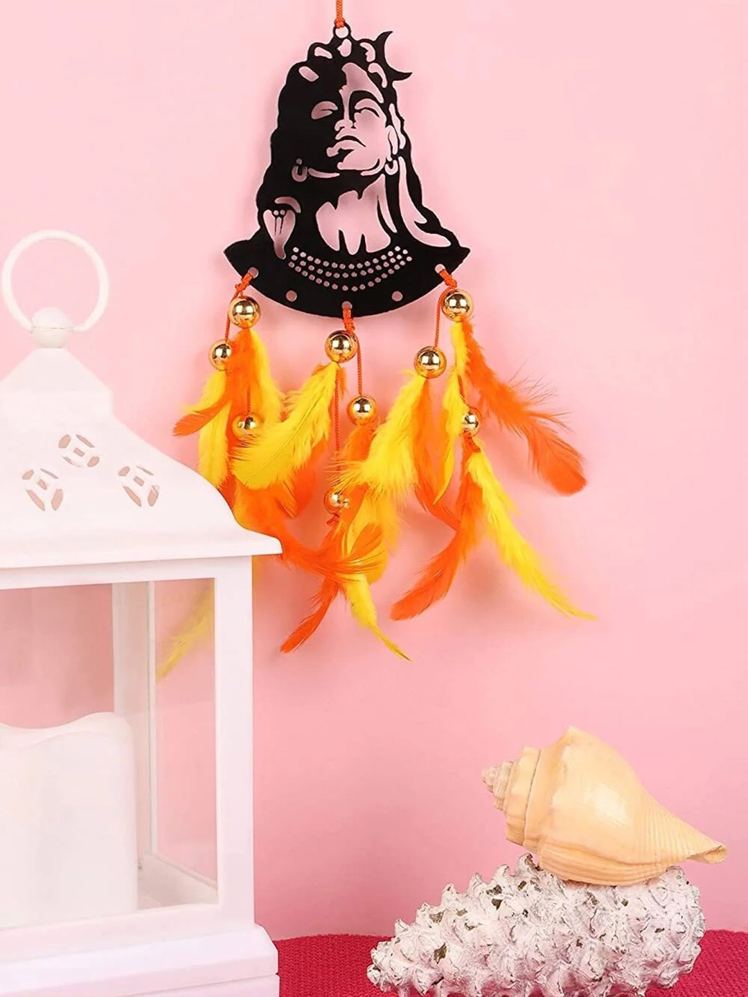 

BS AMOR Orange-Coloured & Yellow Shiv ji Hanging Dream Catcher