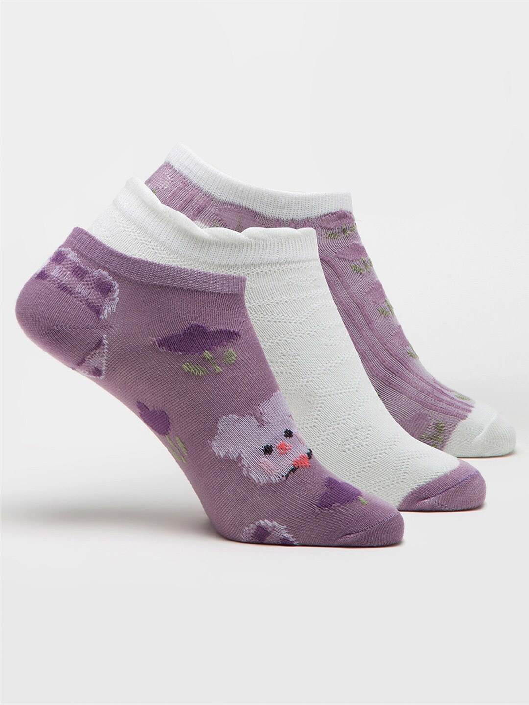 

J Style Women Pack Of 3 Patterned Ankle-Length Socks, Multi