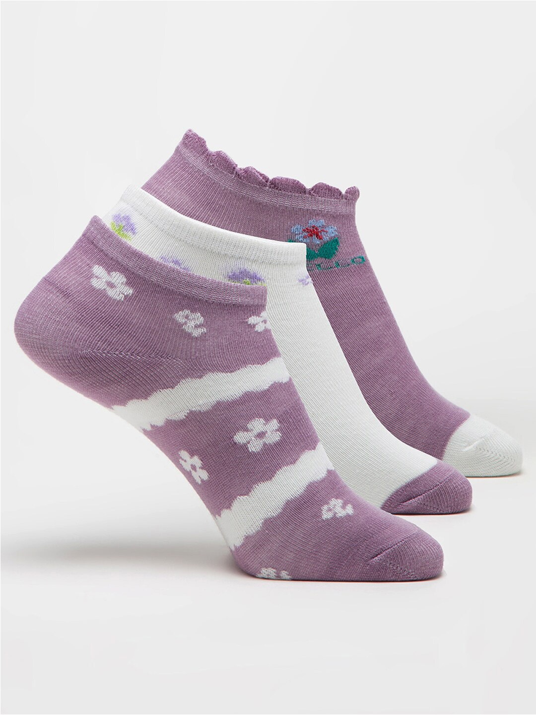 

J Style Women Pack Of 3 Assorted Ankle Length Socks, Multi