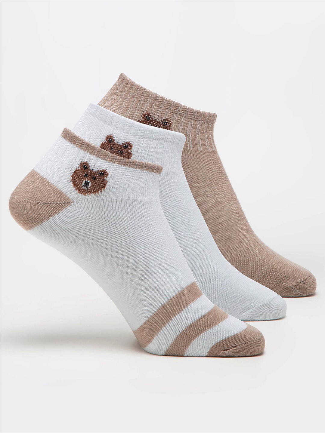 

J Style Women Pack Of 3 Ankle-Length Socks, Assorted