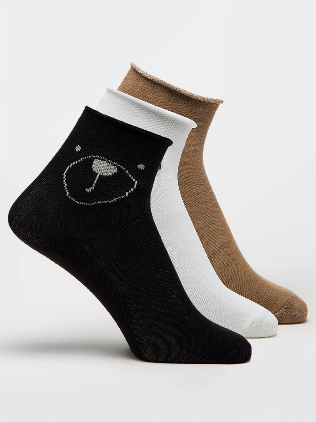 

J Style Women Pack Of 3 Assorted Ankle-Length Socks