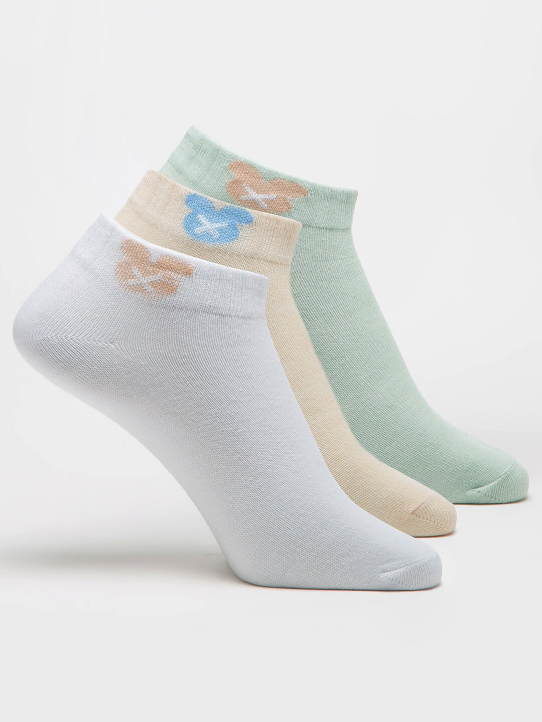 

J Style Women Pack Of 3 Assorted Ankle-Length Socks, White