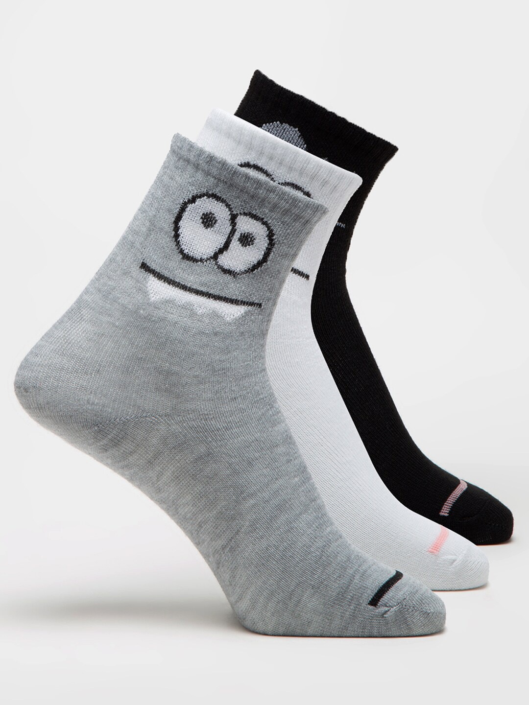 

J Style Women Pack Of 3 Ankle-Length Socks, Grey